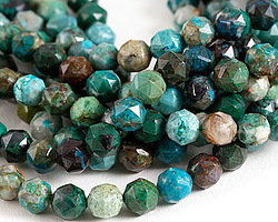 Chrysocolla (A) Diamond Cut Faceted Round 8mm