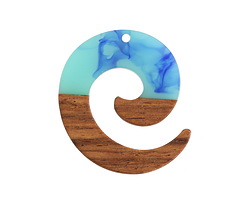 Walnut Wood & Nautical Swirl Resin Koru Focal 36x37mm