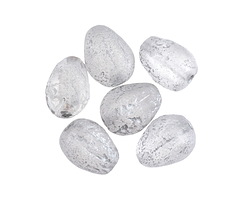 Czech Glass Textured Crystal w/ Silver Melon Teardrop 11x9mm