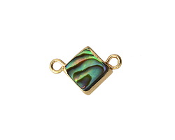 Abalone Diamond Offset Link w/ Gold Finish 16x11mm
