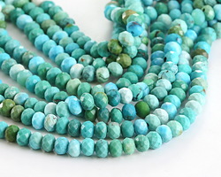 Hubei Turquoise (blue-green) Faceted Rondelle 3x4mm