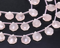Rose Quartz Microfaceted Diamond Pear Teardrop 13x14-15mm