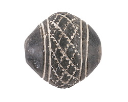 African Clay Lattice Spindle Whorl Bead 22-23mm