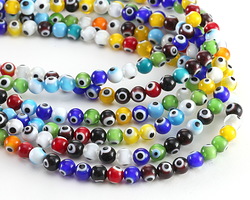 Millefiori Glass Multi-color Evil Eye Round 6mm