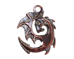 Mykonos Antique Copper (plated) Spiral Dragon 23x31mm