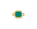 24K Gold (plated) Emerald Pearl Enamel Square Sun Focal Link 19x10mm