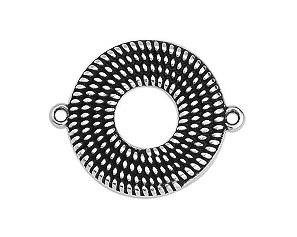 Antique Silver (plated) Coiled Rope Open Circle Focal Link 30x24mm