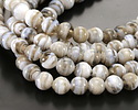 Silver & White Swirl Lampwork Glass Round 10mm