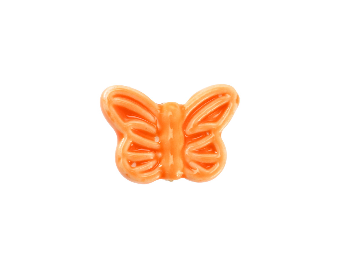 Orange Porcelain Butterfly 12x18mm