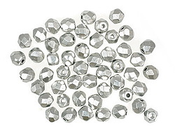 Czech Glass Matte Metallic Aluminum Fire Polished Round 4mm