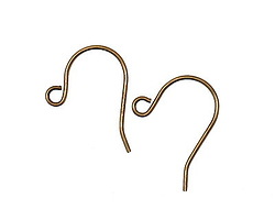 Antique Brass (plated) Plain Earwire w/ Loop 7x13mm