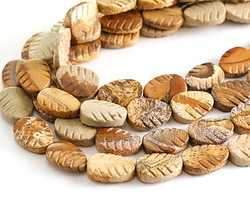 Picture Jasper Carved Leaf 20x15mm Beads