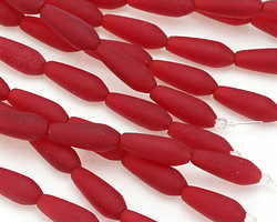 Cherry Red Beach-Style Glass Teardrop 18x6mm