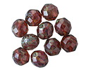 Czech Glass Lilac Picasso Fire Polished Round 10mm