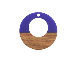 Walnut Wood & Indigo Resin Off-Center Hoop Focal 28mm