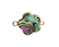 Abalone Flower Link w/ Gold Finish 21x15mm