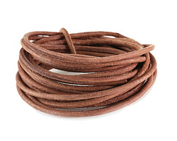 Antique Brown Round Leather Cord 3mm, 16 feet