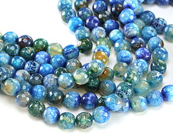 Navy Blue Fire Agate Faceted Round 8mm