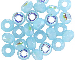 Czech Glass Baby Blue AB Large Hole Fire Polished Rondelle 5x8mm