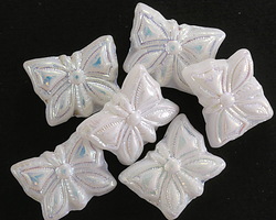 Czech Glass White AB Butterfly 15x12mm