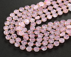 Rose Quartz Faceted Star Coin 8mm Beads