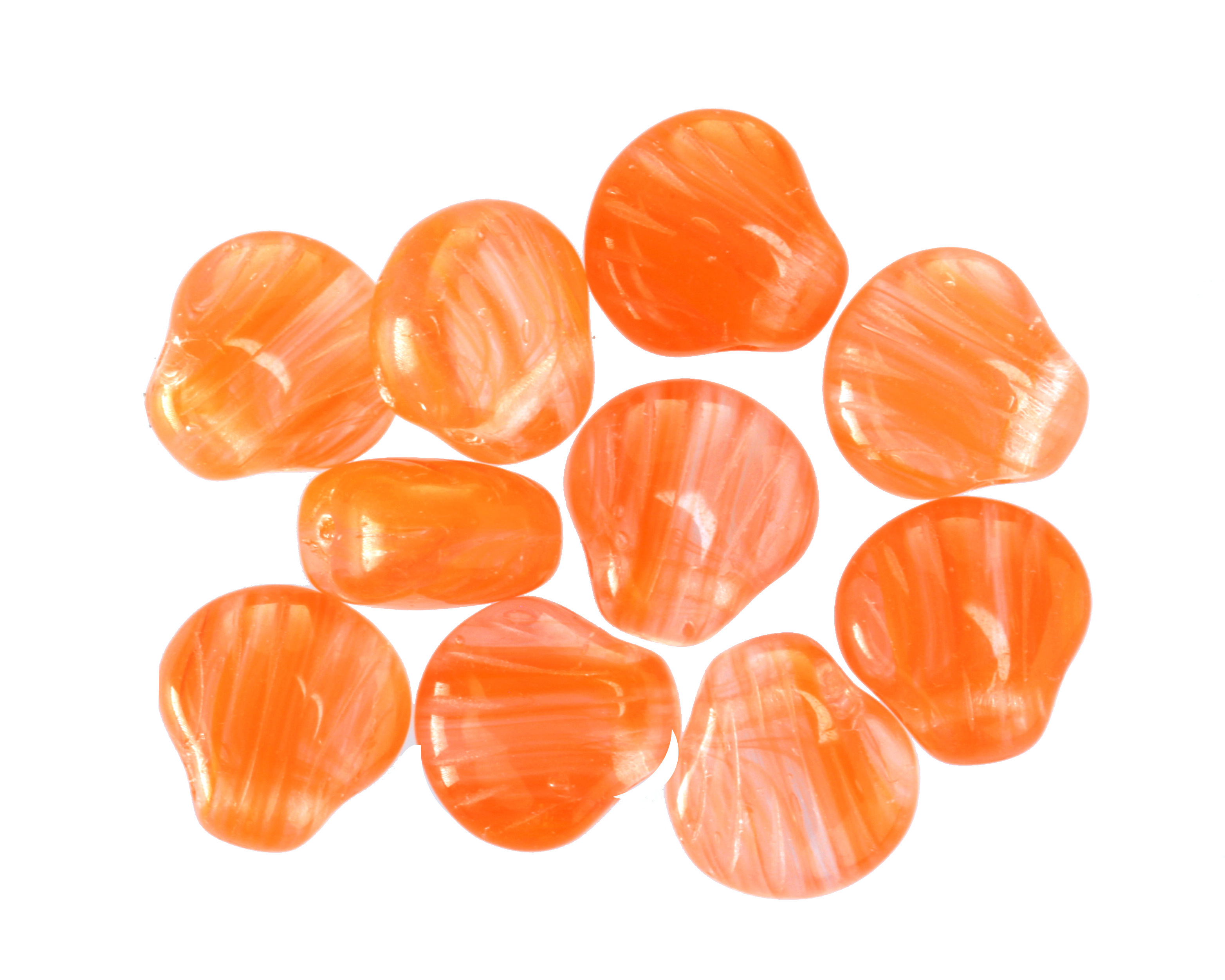 Czech Glass Tangerine Swirl Scallop Shell 9mm