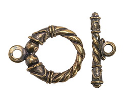 Mykonos Antique Brass (plated) Ornate Roped Toggle Clasp 28x21mm, 25mm Bar