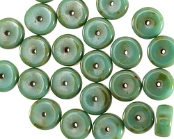 Czech Glass Turquoise Picasso Heishi 4x8mm