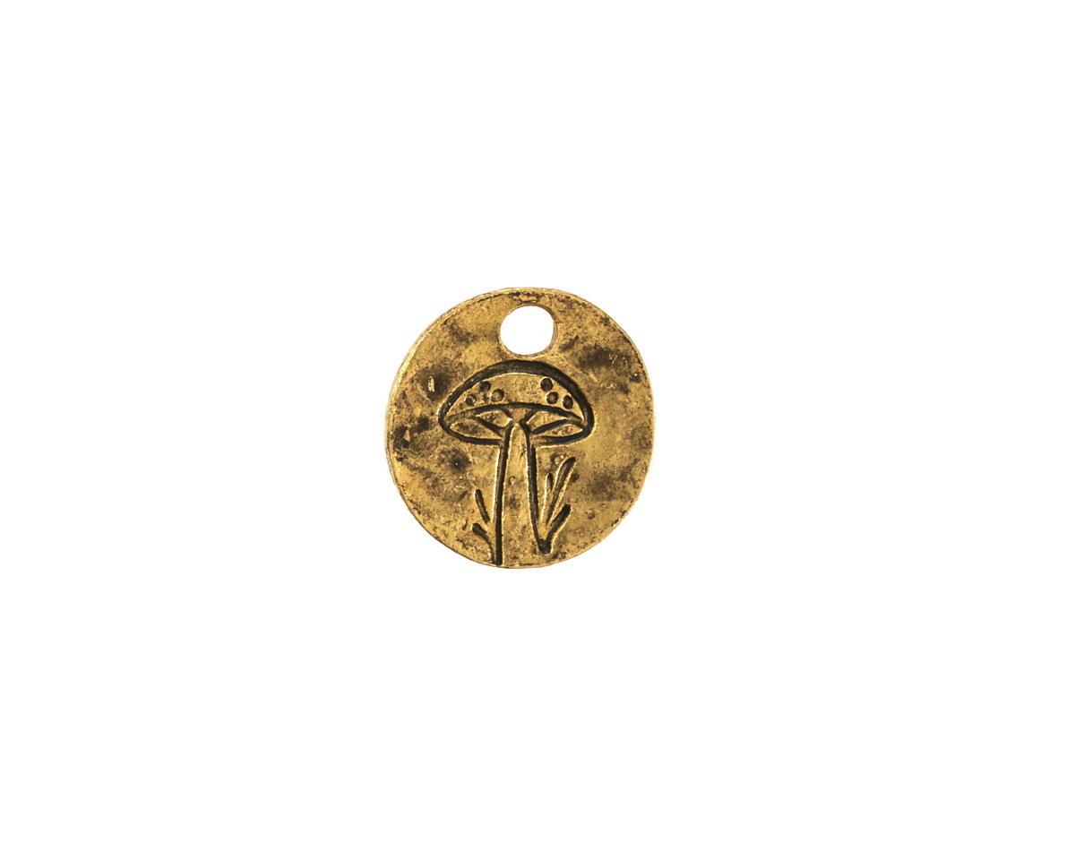 Nunn Design Antique Gold (plated) Mini Mushroom Coin Charm 12.6mm