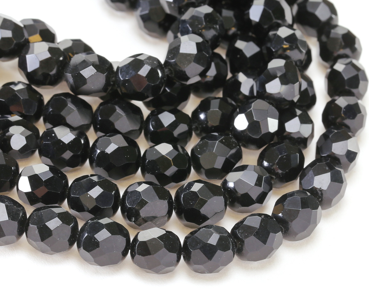 Black Obsidian Microfaceted Egg Nugget 10x9mm