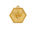 24K Gold (plated) Hexagon Bee Seal Focal 21x22mm