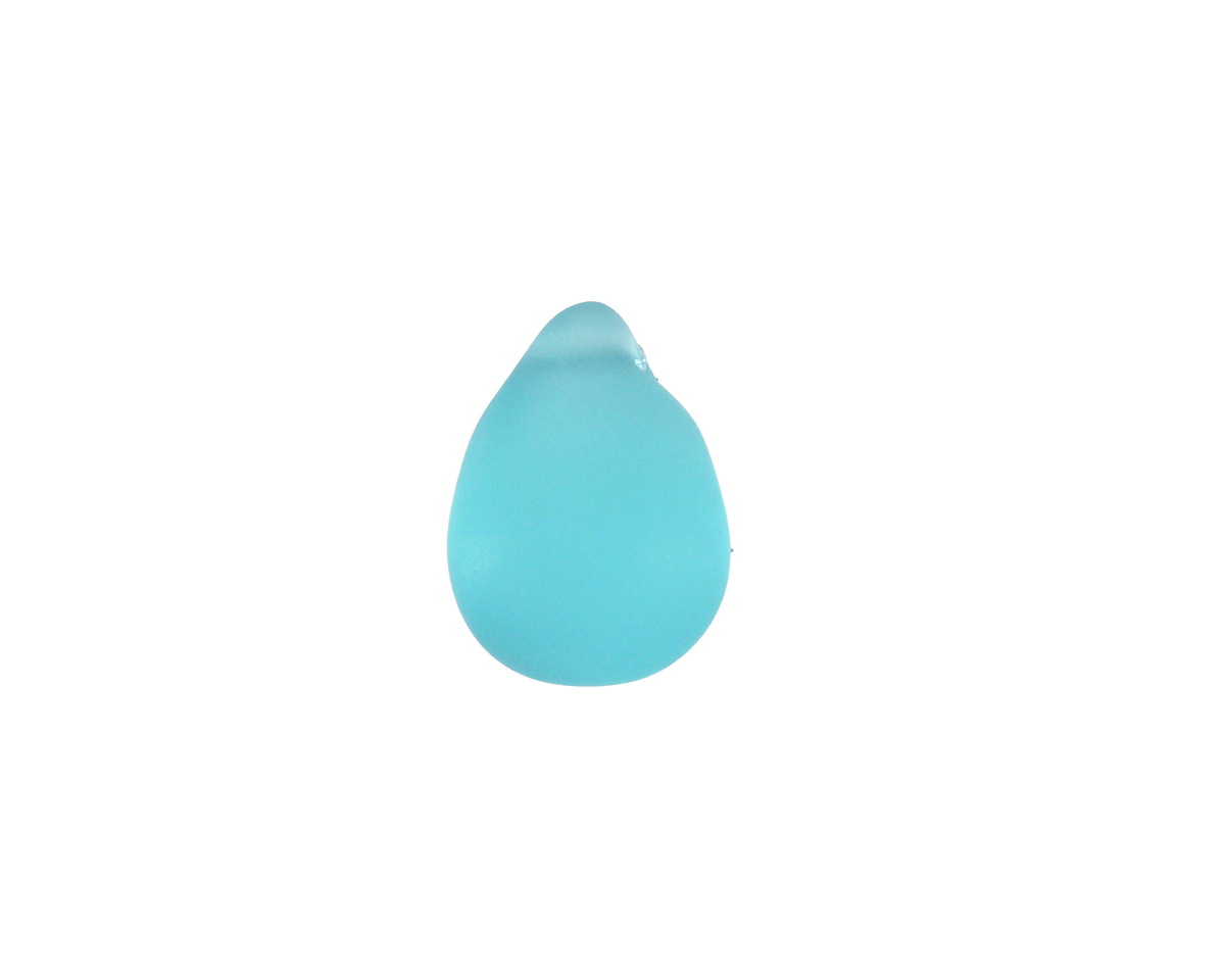 Autumn Green Seafoam Beach-Style Glass Teardrop Focal 14x10mm