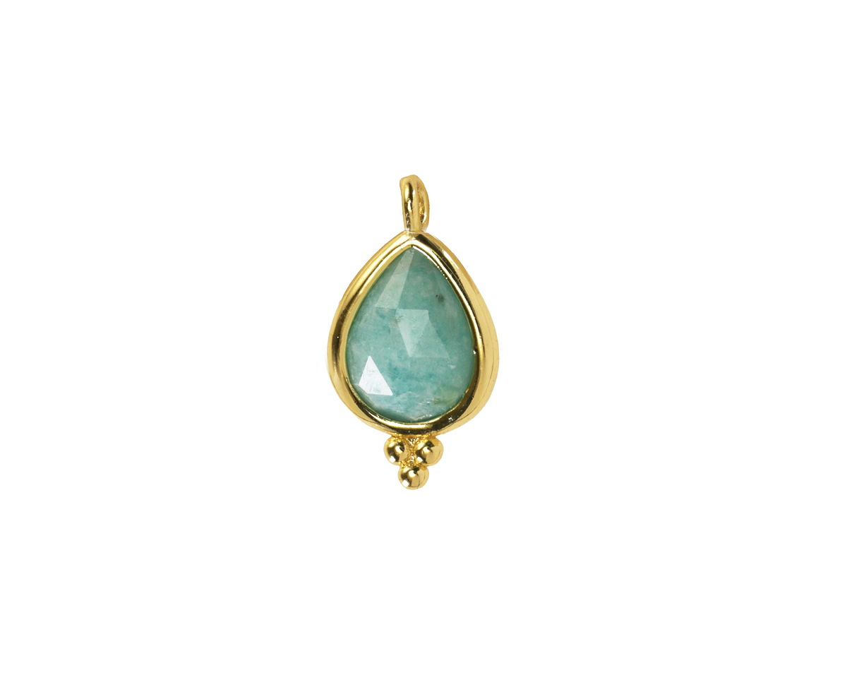 Brazil Amazonite w/ Gold Finish Faceted Teardrop Focal 10x12mm