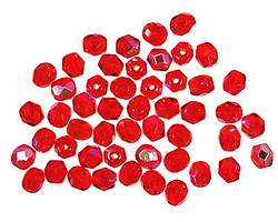 Czech Glass Siam Ruby AB Fire Polished Round 4mm