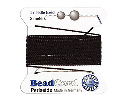 Black Griffin Nylon Beading Cord Size 8 (0.8mm), 2 meters