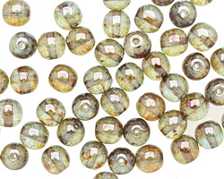 Czech Glass Luster Transparent Green Round 6mm