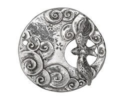 Green Girl Sterling Silver Bird Over Clouds Toggle 32mm, 26mm bar