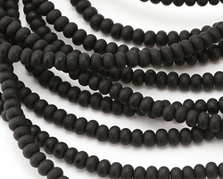 Jet Beach-Style Glass Rondelle 3x5mm