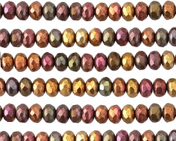 Czech Glass Autumn Metallics Fire Polished Rondelle 3x5mm