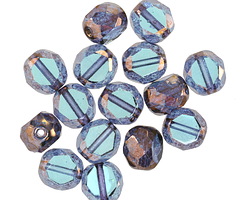 Czech Glass Bronzed Aquamarine Faceted Table Cut Oval 8x7mm