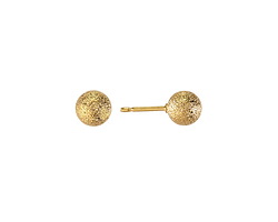 Gold (plated) Stardust Ball Earring, Stainless Steel Post 6mm