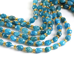 Pacific Blue Apatite (A) Microfaceted Rice 6x4mm