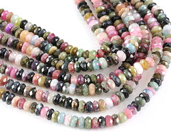 Tourmaline (Multi) Microfaceted Rondelle 2x4mm