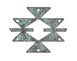 Mykonos Copper (plated) Patina Aztec Pattern 6-Hole Focal 30x37mm
