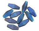 Czech Glass Matte Pacific Blue w/ Metallic Blue Finish Rhombus 14x7mm