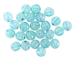 Czech Glass Blue Raspberry w/ Blue Wash Melon Round 6mm
