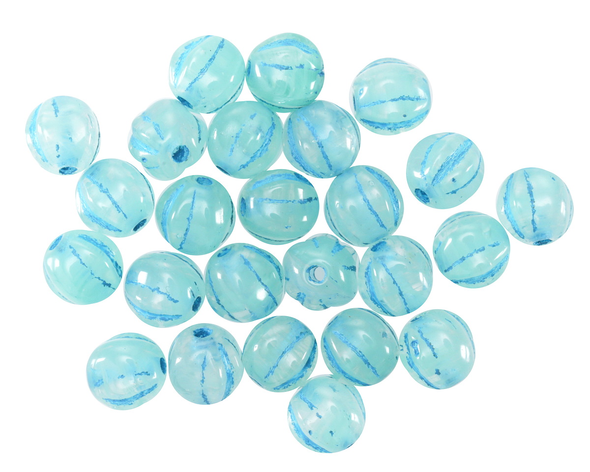 Czech Glass Blue Raspberry w/ Blue Wash Melon Round 6mm