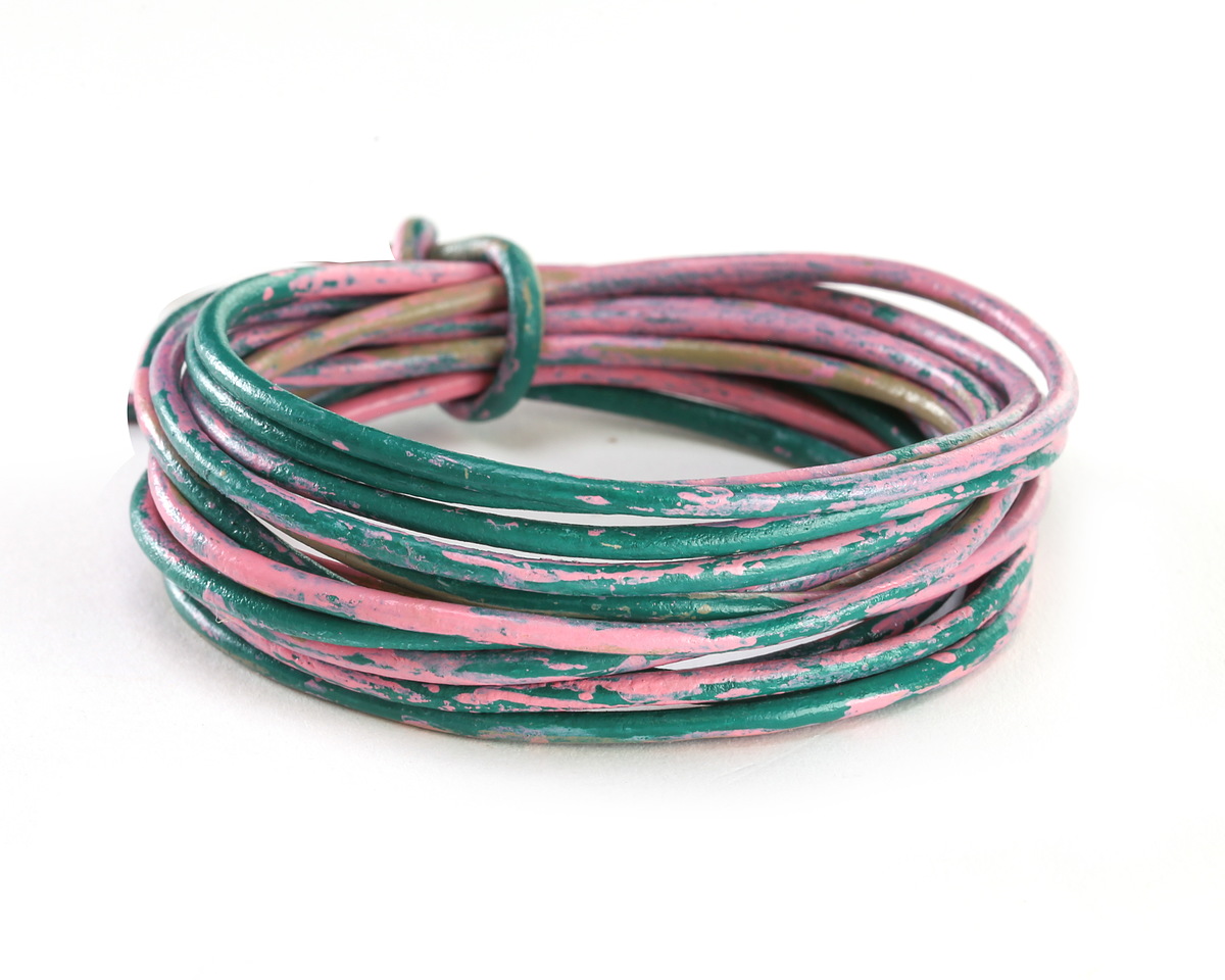 Forest Splash Round Leather Cord 2mm