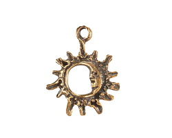 Mykonos Antique Brass (plated) Openwork Sun & Crescent Moon Focal 20x25mm