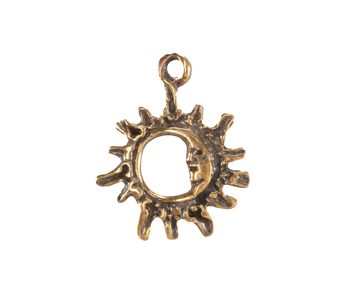 Mykonos Antique Brass (plated) Openwork Sun & Crescent Moon Focal 20x25mm